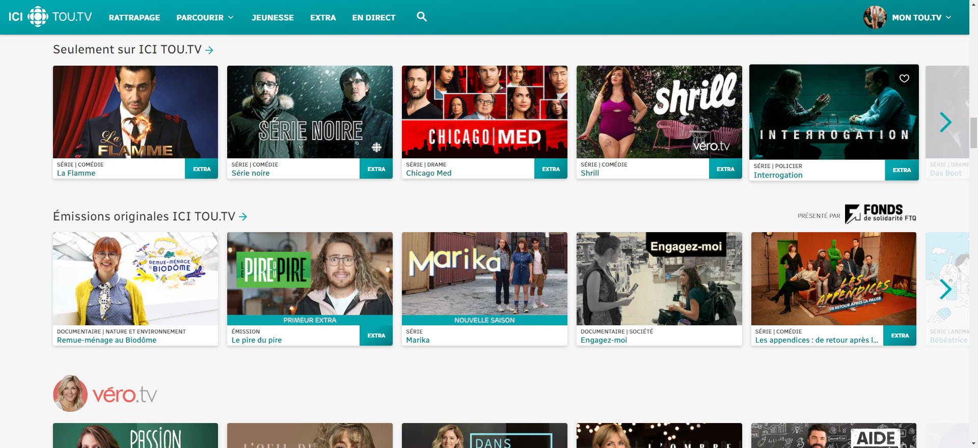 Logo Visibility ICI TOU.TV Themed Home page