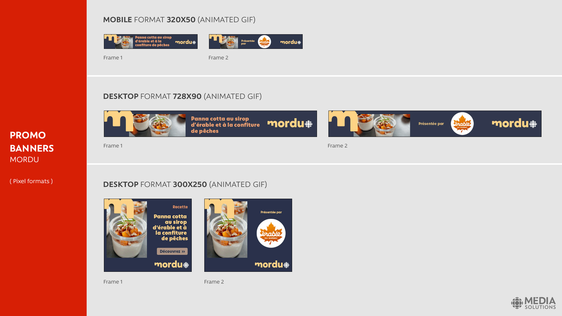 Logo Visibility Mordu Promo banners example of formats (frame 1, frame2)