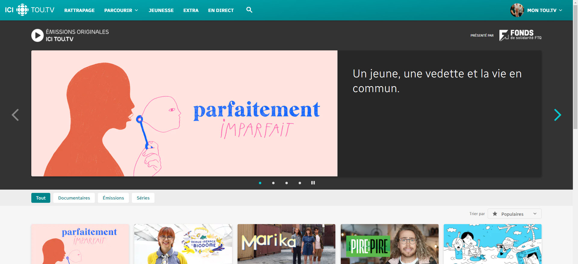 Logo Visibility ICI TOU.TV Themed Thematic page